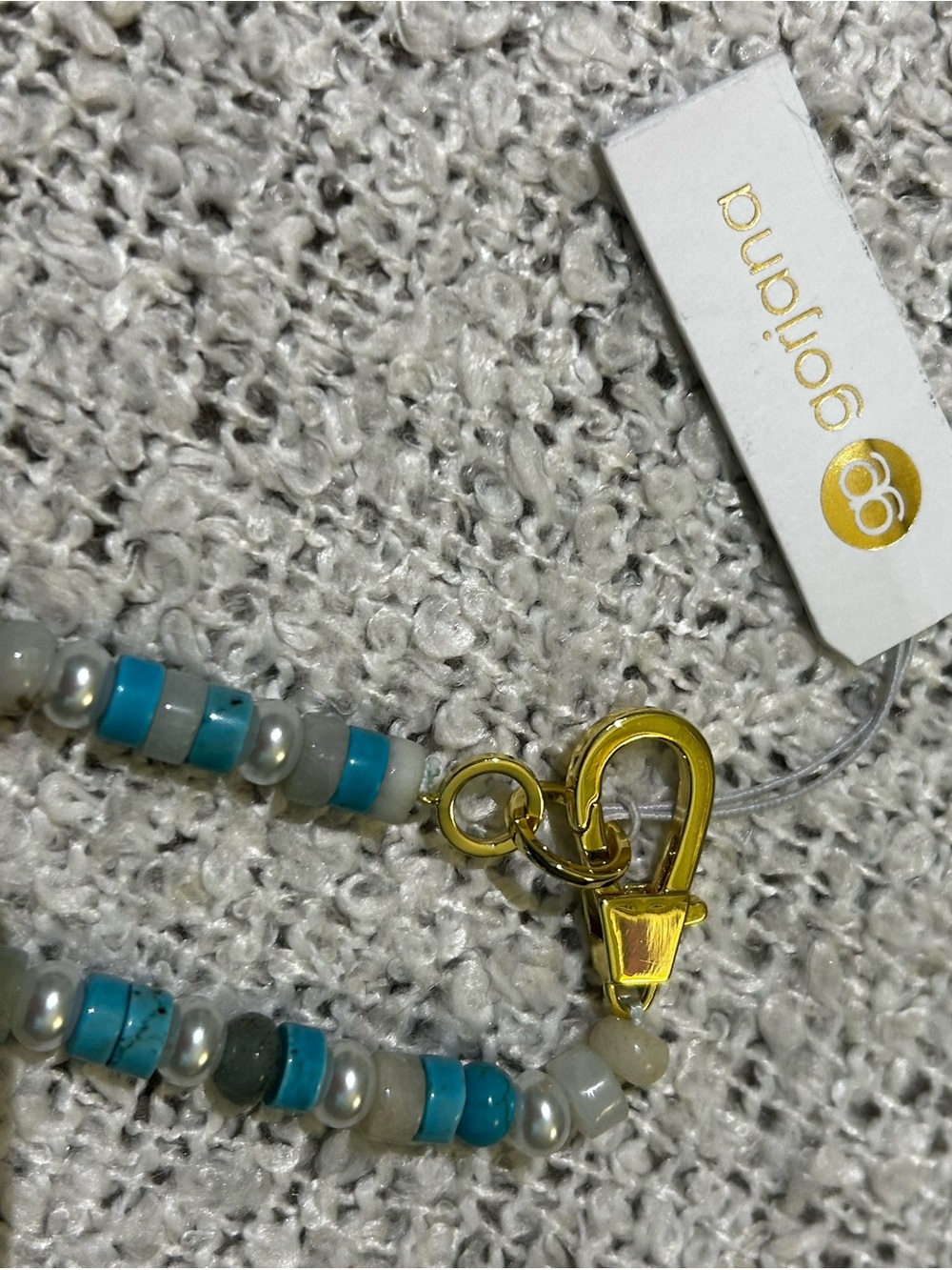 NWT Gorjana Turquoise Beaded Necklace with Gold Clasp - Picture 5 of 7